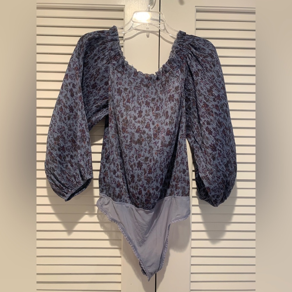 Free People Off the Shoulder Boho Floral Bodysuit M